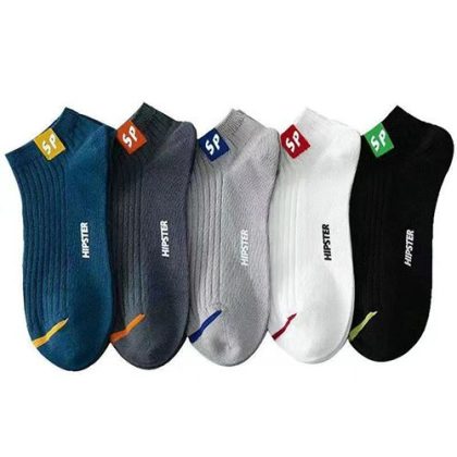 Men's Pure Cotton Socks Simple Style Letter Short Tube - 6 Pairs