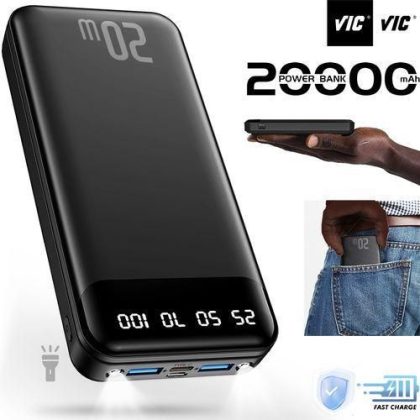 VIC 20000mAh Power Banks Portable Charger Ultra Slim Battery Pack( Type C Input)