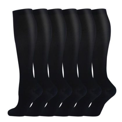 6 pairs knee-high compression socks for women men circulation running nursing