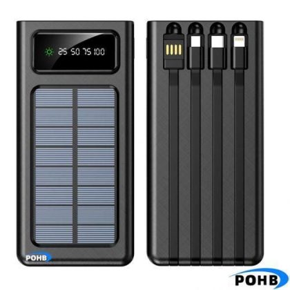 POHB Fast Charge Portable Power Banks With 4 Charging Cables 20000mahblack Y304
